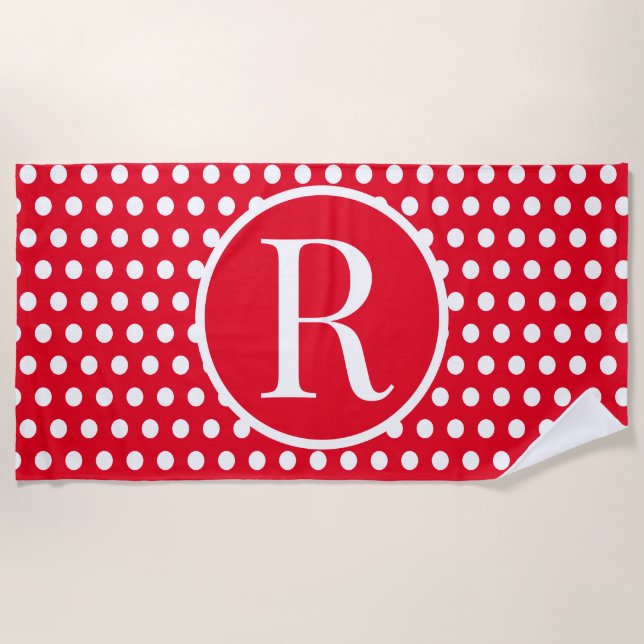 Standarder Anfangsbuchstabe Polka Dot Strandtuch (Vorderseite)
