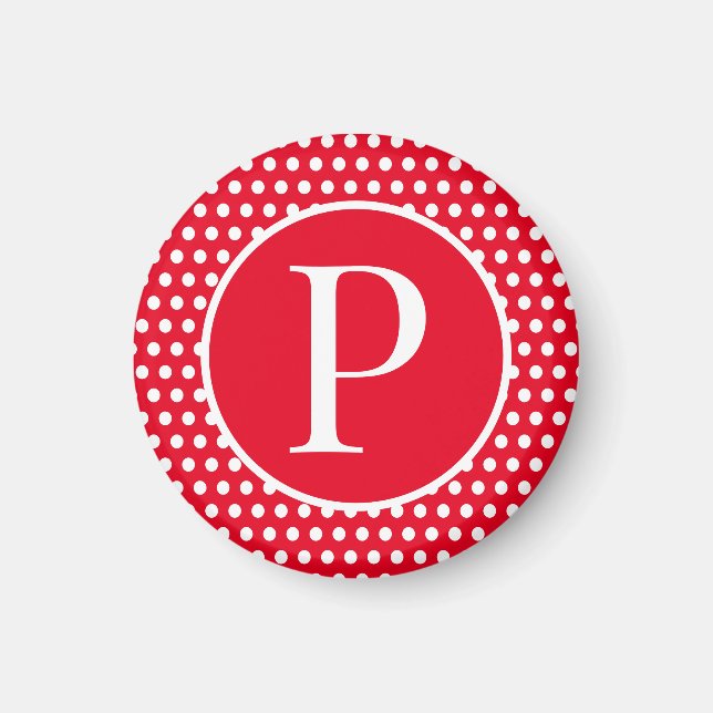 Standarder Anfangsbuchstabe Polka Dots Magnet (Vorne)