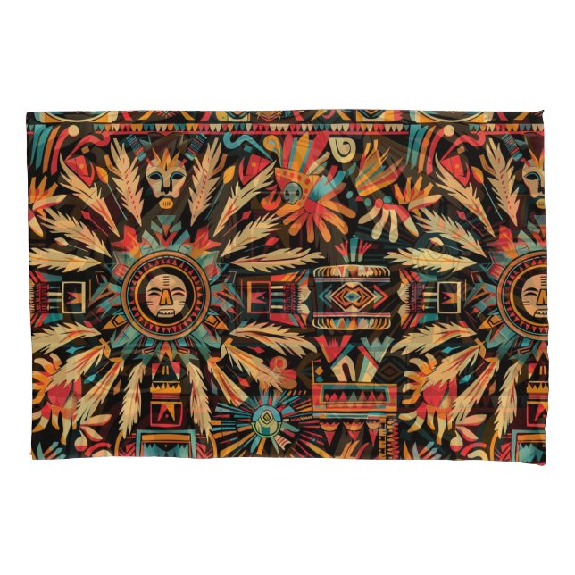Standardpillowcase "Aztec Dream" mit weichem Cyan Kissenbezug (Vorderseite)
