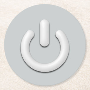 Standby-Symbol (Ein/Aus) Runder Pappuntersetzer