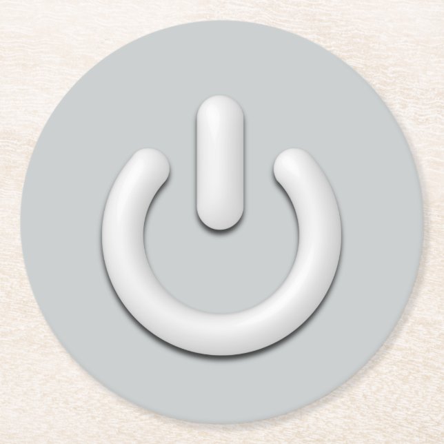 Standby-Symbol (Ein/Aus) Runder Pappuntersetzer (Vorderseite)