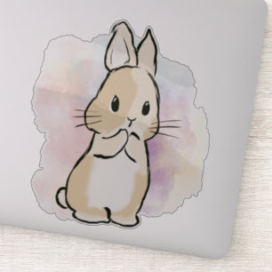 Standing bunny watercolor aufkleber