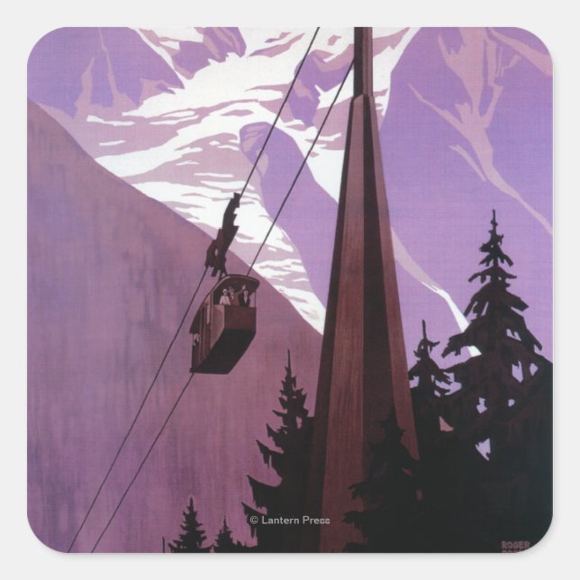 Standseilbahn nach Brevent Mt. Quadratischer Aufkleber (Vorderseite)