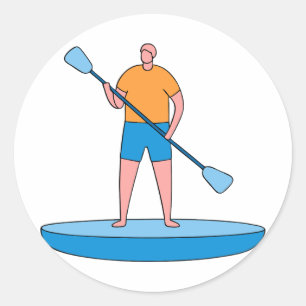 Standup Paddle Board Retro Vintages Design Geschen Runder Aufkleber