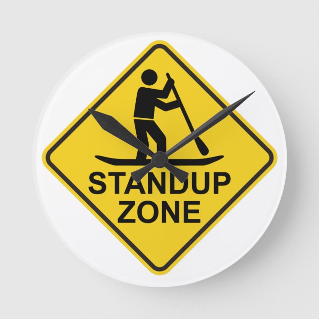 Standup Paddleboarding Zone Road Sign Runde Wanduhr (Vorderseite)