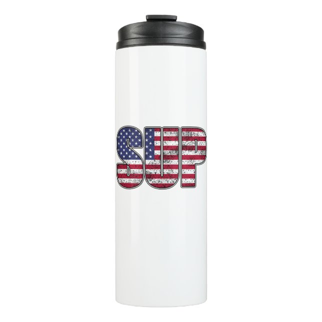 Standup Paddling SUP American Flag Thermosbecher (Vorderseite)