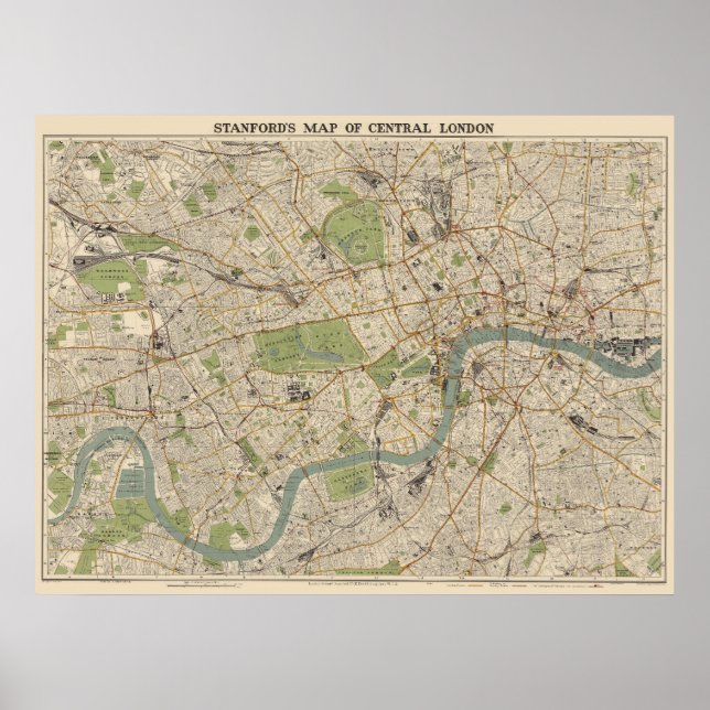 Stanford’s Map of Central London - London Map 1942 Poster (Vorne)