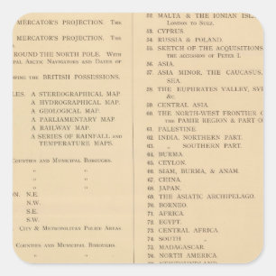 Stanfords London-Atlas der universellen Geografie Quadratischer Aufkleber