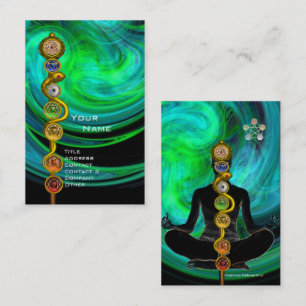 STANGE ASCLEPIUS, 7 CHAKRAS YOGA-LOTOS-POSE blaues Visitenkarte