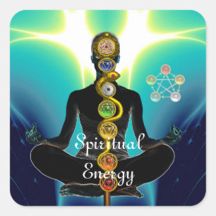 STANGE VON ASCLEPIUS 7 CHAKRAS, YOGA-LOTOS-POSE QUADRATISCHER AUFKLEBER