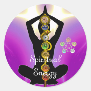 STANGE VON ASCLEPIUS 7 CHAKRAS, YOGA-LOTOS-POSE RUNDER AUFKLEBER