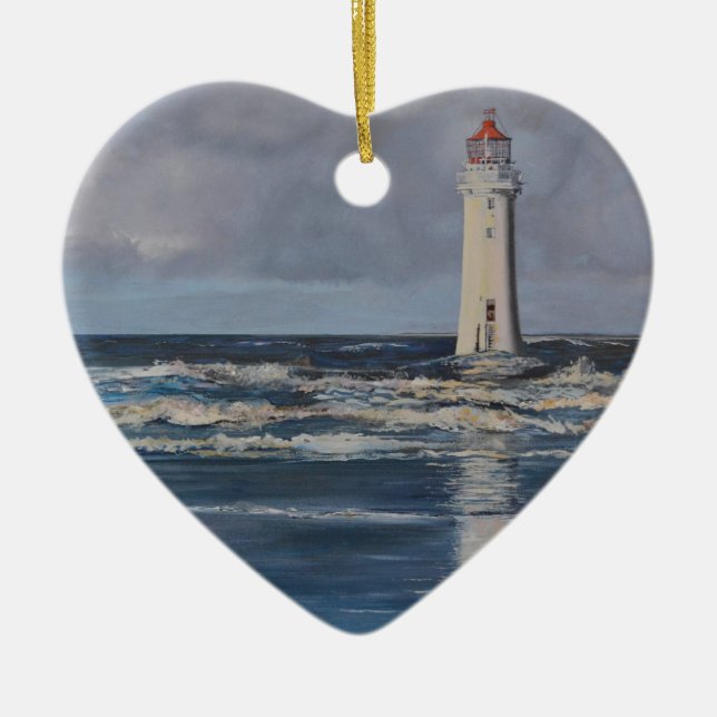 Stangen-Felsen-Leuchtturm Keramik Ornament (Vorne)
