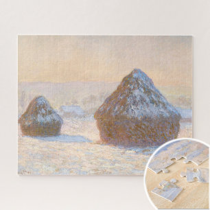 Stangen, Schneeeffekt, Morgen, von Claude Monet Puzzle