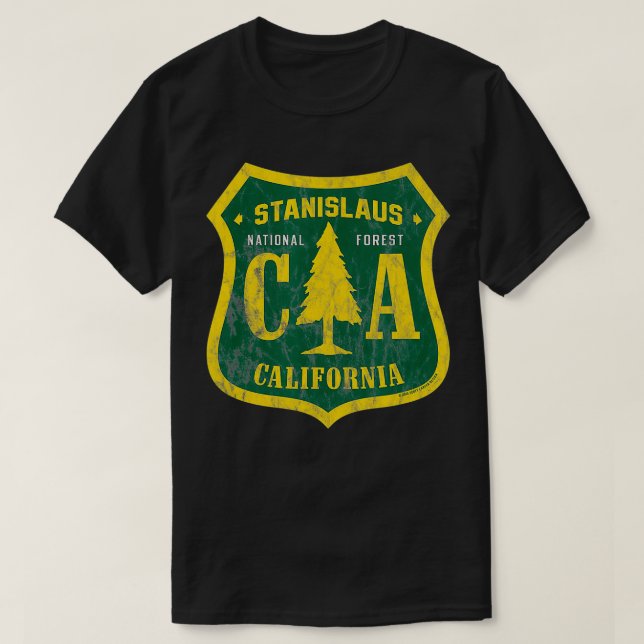 Stanislaus National Forest California Shield Vinta T-Shirt (Design vorne)