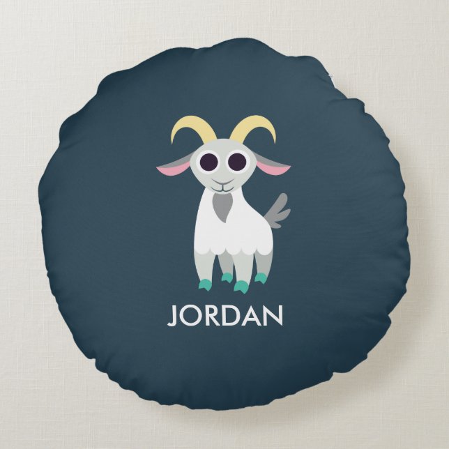 Stanley die Ziege Rundes Kissen (Rückseite)