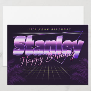 Stanley Name Vorname lila retro Karte Geburtstag