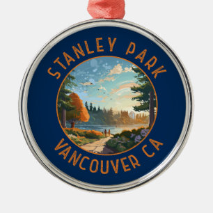 Stanley Park Vancouver Canada Retro Distressed Art Ornament Aus Metall