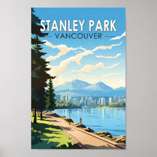 Stanley Park Vancouver Canada Travel Art Vintag Poster