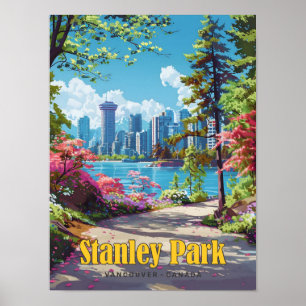 Stanley Park Vancouver Canada Vintage Travel Poster