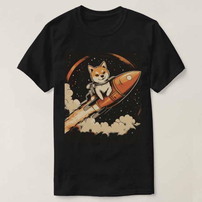 Stanley Shiba Inu auf einem Rocket-T - Shirt (Design vorne)