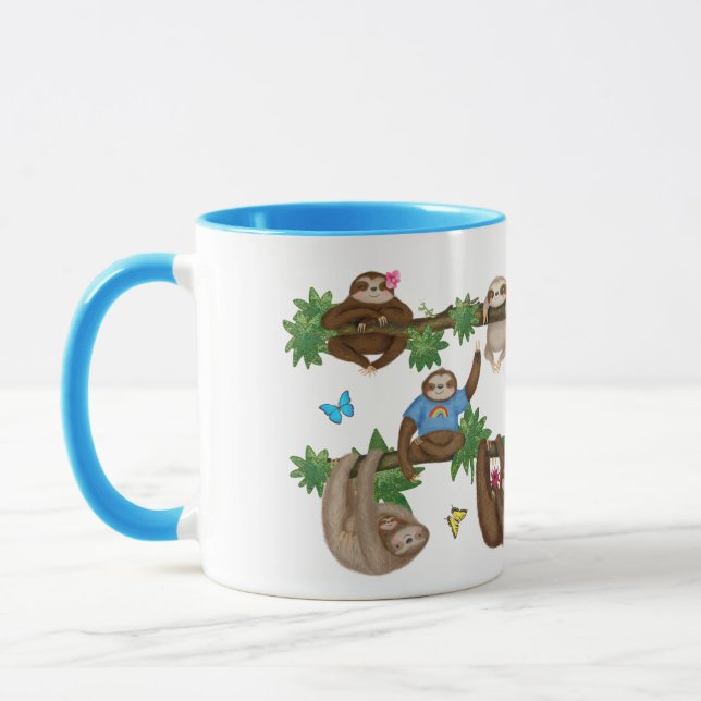 Stanley Sloth blue 'genießt eine faule Cuppa' Tass Tasse (Links)