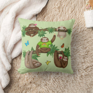 Stanley Sloth & Friends Green Cushion Kissen