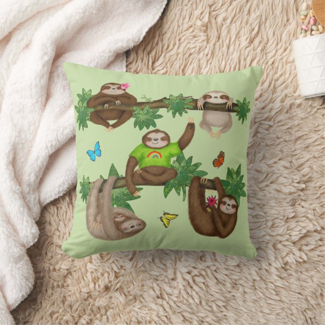Stanley Sloth & Friends Green Cushion Kissen (Decke)