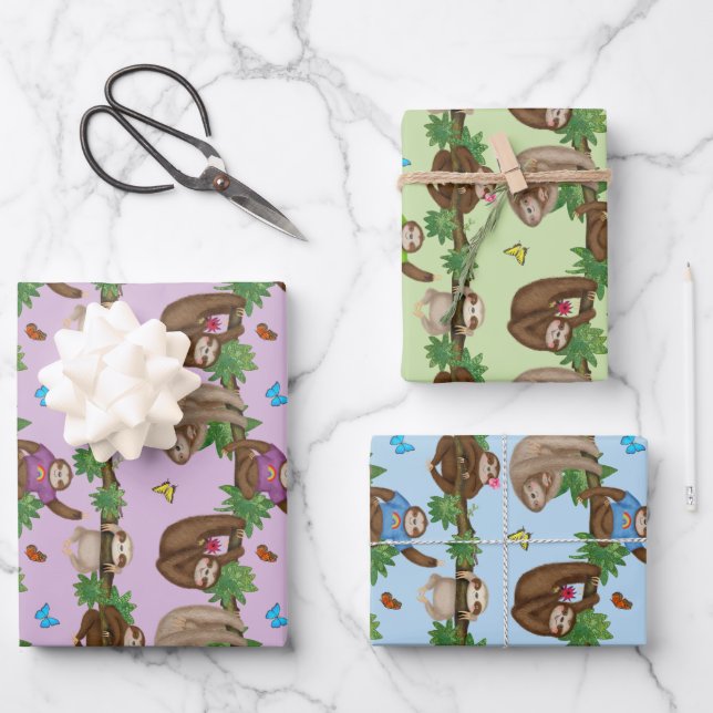 Stanley Sloth & Friends Packpapier Geschenkpapier Set (Vorderseite)