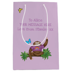 Stanley Sloth lila personalisierte Geschenktasche Mittlere Geschenktüte