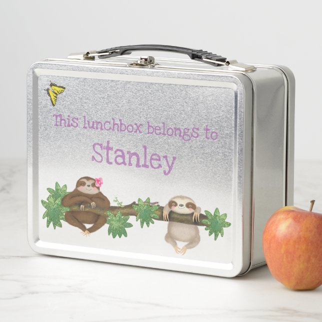 Stanley Sloth personalisiert Lunchbox (lila) (Beispiel)