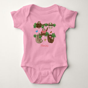 Stanley Sloth personalisiert rosa Babybodysuit Baby Strampler
