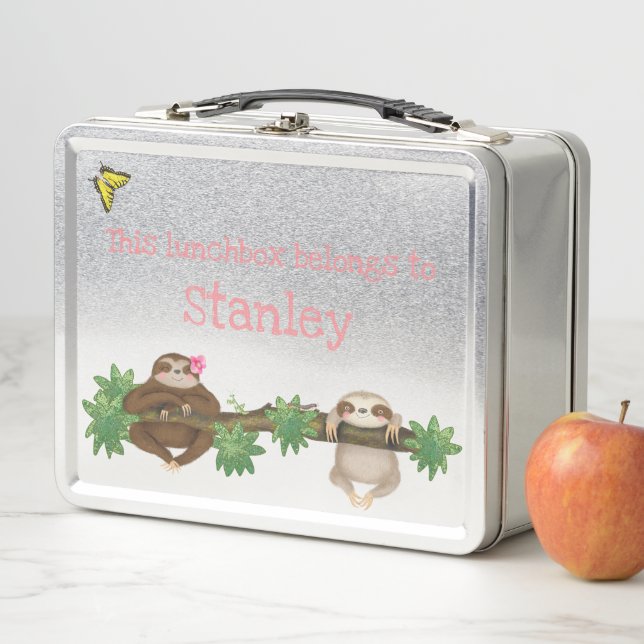 Stanley Sloth personalisierte Lunchbox (pink) (Beispiel)