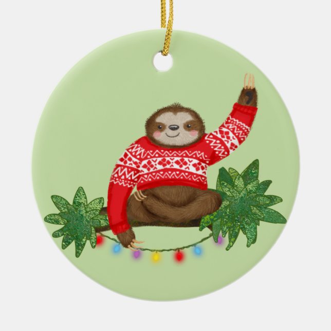 Stanley Sloth personalisierter Weihnachtsbaumschmu Keramik Ornament (Vorne)