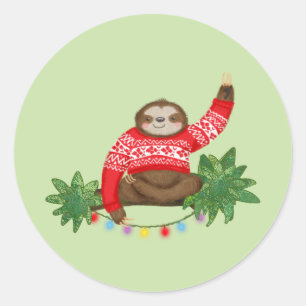 Stanley Sloth rund um Weihnachtsaufkleber Runder Aufkleber