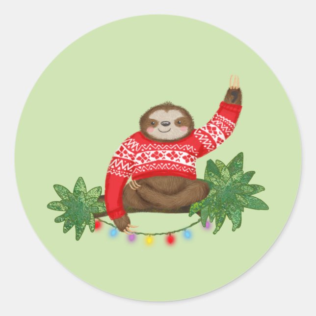 Stanley Sloth rund um Weihnachtsaufkleber Runder Aufkleber (Vorderseite)