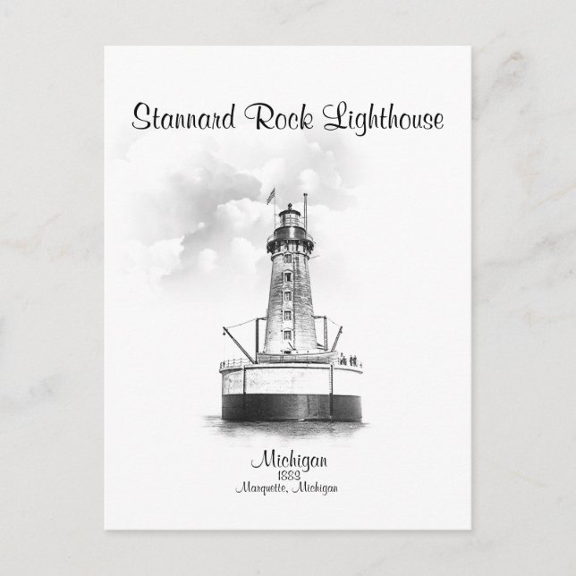 Stannard Rock Lighthouse - Michigan Postkarte (Vorderseite)