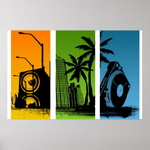 Stanton Turntable-Stadt-Plakat - DJ-Disc-Jockey Poster