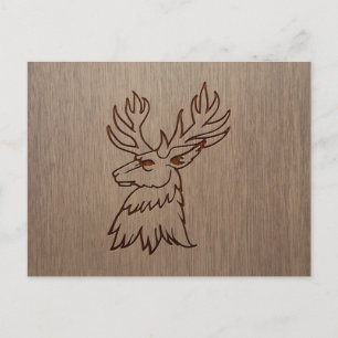 Stanzbild in Holzdesign graviert Postkarte