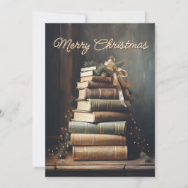 Stapel alter Bücher mit Weihnachtsdekorationen Feiertagskarte