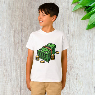 Stapel Bargeld mit Münzen Geld T-Shirt