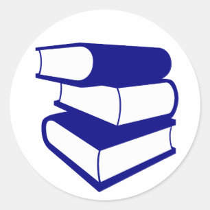 Stapel blauer Bücher Runder Aufkleber
