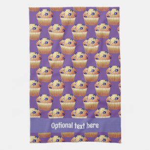Stapel Blueberry-Aroma-Muffins mit eigenem Text Geschirrtuch