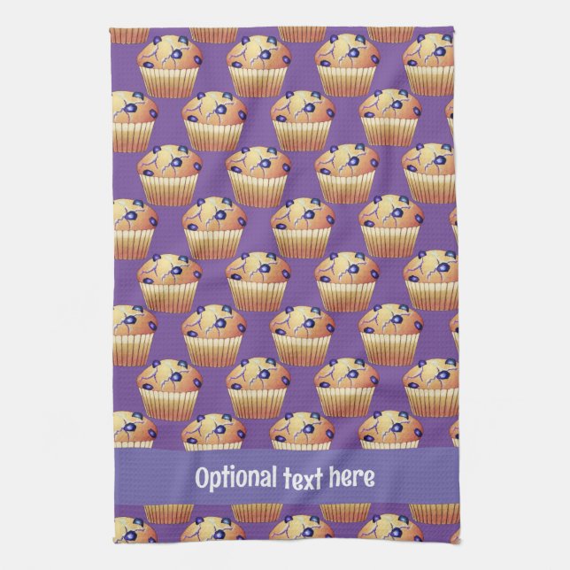 Stapel Blueberry-Aroma-Muffins mit eigenem Text Geschirrtuch (Vertikal)