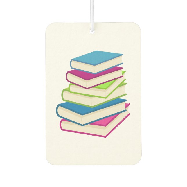 Stapel farbiger Bücher Autolufterfrischer (Vorderseite)