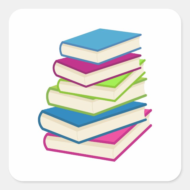 Stapel farbiger Bücher Quadratischer Aufkleber (Vorderseite)