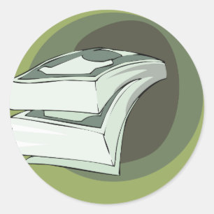 Stapel Geld Bargeld Grüne Scheine Runder Aufkleber