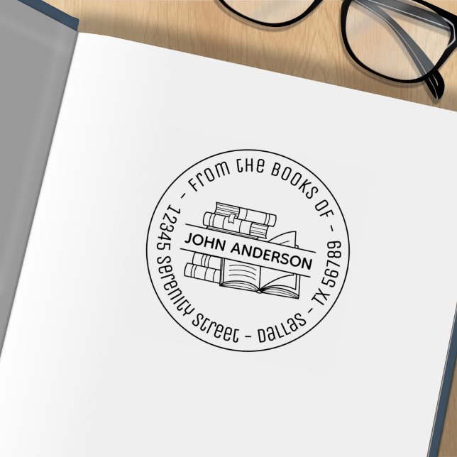 Stapel von Büchern - Round-Address-Buchzeichen 4 Gummistempel (Von Creator hochgeladen)