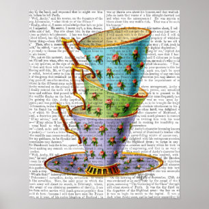 Stapel von drei Vintagen Teakups Poster