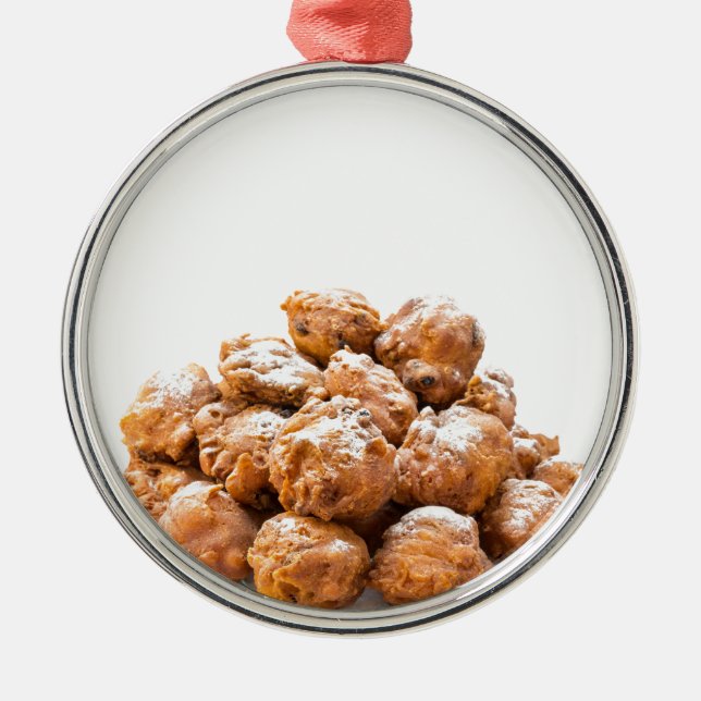 Stapel von gezuckert oliebollen oder brieten ornament aus metall (Vorne)