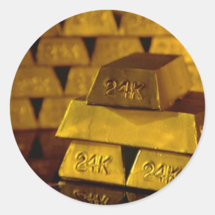 Stapel von Goldbarren Runder Aufkleber